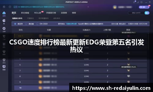 CSGO速度排行榜最新更新EDG荣登第五名引发热议